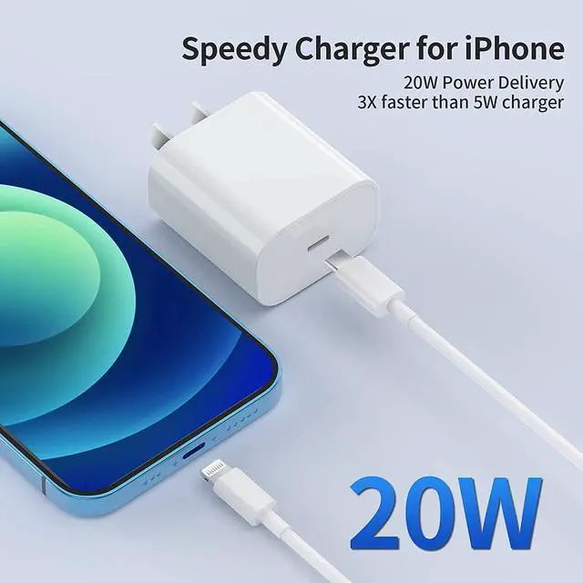 Alt view image 2 of 7 - [MFi Certified] iPhone Fast Charger 20W PD USB C Wall Charger 2-Pack 6FT/2M Lightning Cable Fasting Charging Adapter Compatible with iPhone 13 Pro/12/12 Mini/12 Pro Max/11 Pro Max/XS Max/XS/XR/X/8Plus