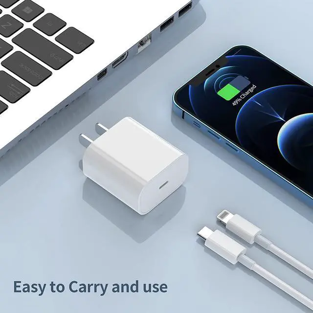 Alt view image 6 of 7 - [MFi Certified] iPhone Fast Charger 20W PD USB C Wall Charger 2-Pack 6FT/2M Lightning Cable Fasting Charging Adapter Compatible with iPhone 13 Pro/12/12 Mini/12 Pro Max/11 Pro Max/XS Max/XS/XR/X/8Plus