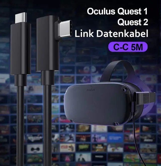 Alt view image 2 of 7 - for Oculus Quest 2 VR Link Cable [16ft / 5M], USB C to USB Type C Cable, USB 3.2 Gen 1 Link Cable for Oculus Quest 2, VR glasses, smartphones, PC gaming