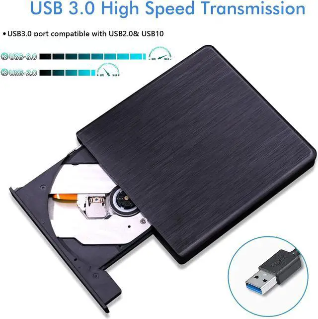 Alt view image 3 of 7 - External USB3.0 CD DVD Drive, USB 3.0 Portable Slim CD DVD +/-RW Drive Player Burner Writer Reader Rewriter, Optical DVD Drive For Macbook, Laptop, Desktop, Windows 7/8/10/XP/Vista/Mac OS giyqxHw