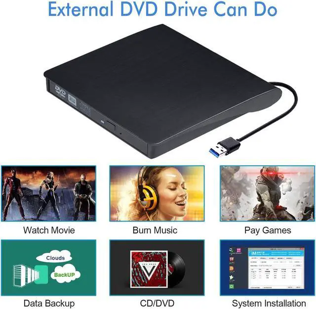 Alt view image 5 of 7 - External USB3.0 CD DVD Drive, USB 3.0 Portable Slim CD DVD +/-RW Drive Player Burner Writer Reader Rewriter, Optical DVD Drive For Macbook, Laptop, Desktop, Windows 7/8/10/XP/Vista/Mac OS giyqxHw