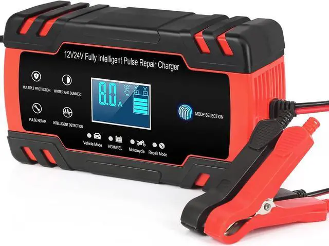 Main image of Car Battery Charger 12V/8A 24V/4A Automatic Smart Battery Charger/Maintainer with LCD Display Pulse Repair Charger Pack for Car, Lawn Mower, Motorcycle, Boat, SUV and More