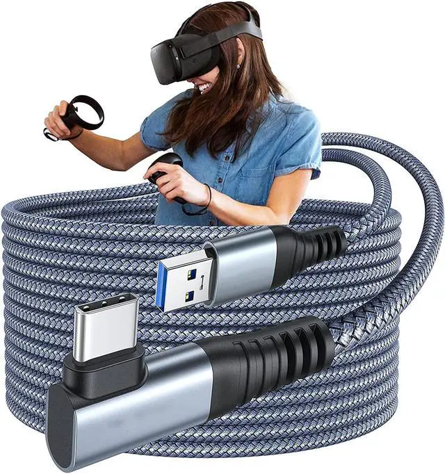 Main image of for Oculus Quest 2 Link Cable 20FT / 6M, USB A to C Oculus Link Cable Durable Nylon Braided [USB3.2/ 5Gbps] High Speed Transfer & Fast Charge USB C Cable Compatible for VR Quest Headset Gaming PC
