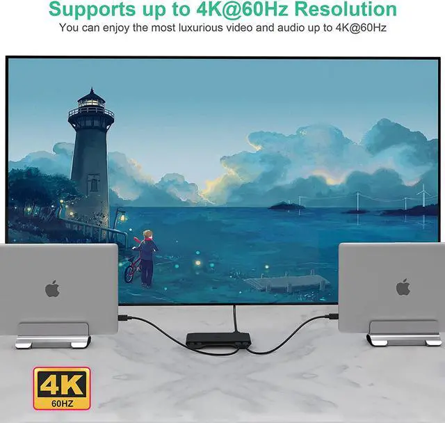 Alt view image 4 of 7 - USB C kvm Switch, 4K@60Hz Dual Ports USB Type-C KVM Switches for 2 Computers Share One HDMI HD Monitor, Audio Microphone Output, USB C Switch Selector with 3 USB Supported USB Devices Keyboard Mouse
