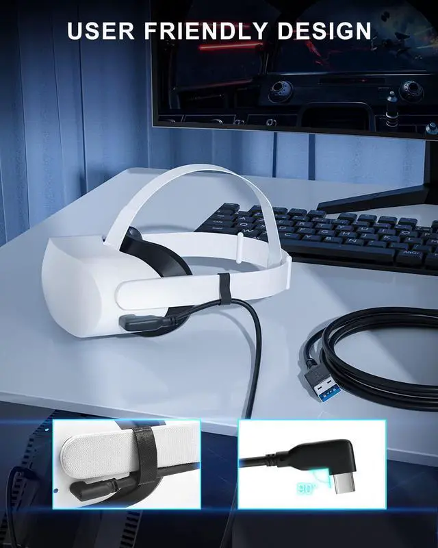 Alt view image 4 of 7 - VR Link Cable 16FT / 5M Compatible with Oculus Quest 2 for Meta VR Headset and PC Gaming/Steam VR, High Speed Data Transfer and Fast Charging USB 3.0 Type A to C Cable for VR Headsets Accessories
