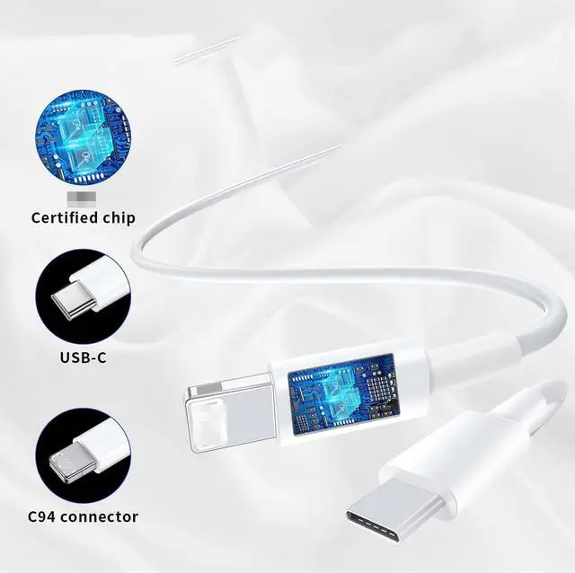 Alt view image 3 of 7 - USB C to Lightning Cable 3Pack 6FT, for iPhone Fast Charger Cable USB-C Power Delivery Charging Cord for i-Phone 14/13/12/12 PRO Max/12 Mini/11/11PRO/XS/Max/XR/X/8/8Plus/i-Pad, White