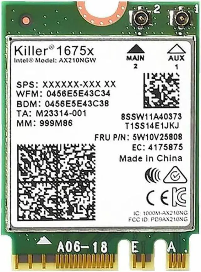Main image of [New] Killer WiFi 6E AX1675x Adapter Tri Band 2.4 | 5 | & 6GHz Laptop M.2 Card AX+BT Bluetooth 5.3 Upgraded AX210 for Gaming Performance for Windows 10/11 64-bit