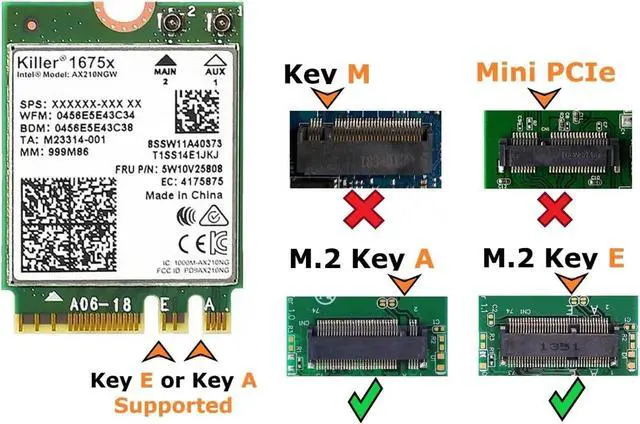 Alt view image 2 of 4 - [New] Killer WiFi 6E AX1675x Adapter Tri Band 2.4 | 5 | & 6GHz Laptop M.2 Card AX+BT Bluetooth 5.3 Upgraded AX210 for Gaming Performance for Windows 10/11 64-bit