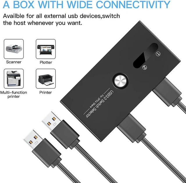 Alt view image 6 of 7 - USB 3.0 Switch Selector, USB KVM Switcher 4 Port USB Peripheral Switcher Box Hub for Mouse, Keyboard, Scanner, Printer, PC, Laptop with One-Button Switch and 2 PCS USB 3.0 Cable