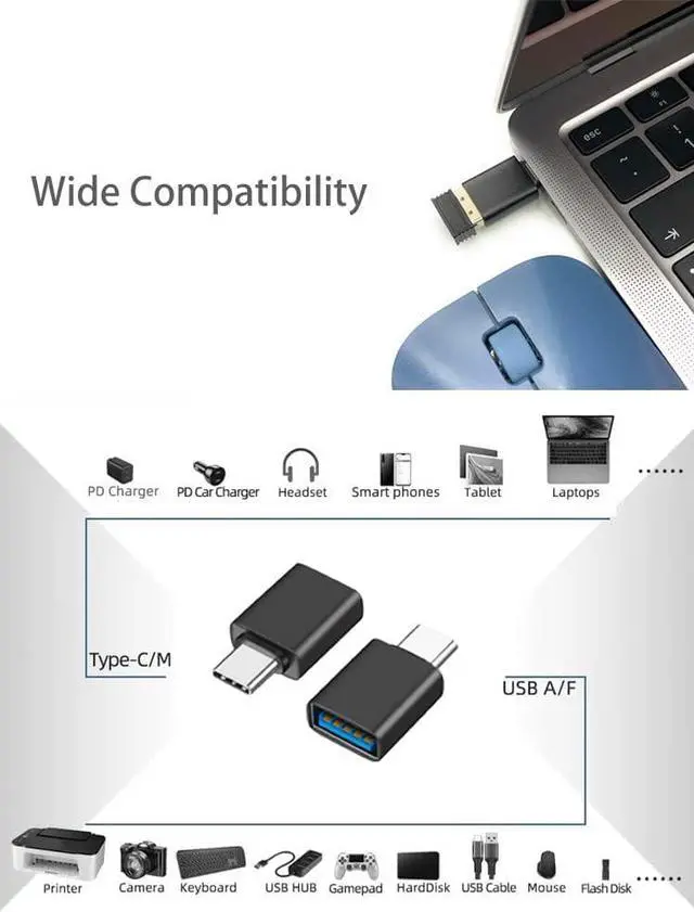 Alt view image 3 of 6 - [10Gbps] USB C to USB Adapter [2-PACK], USB C Male to USB Female Adapter,USB3.2 Gen 2, Compatible with MacBook Pro/Air, Laptops, Phones and Other Type C or Thunderbolt 4/3 Devices (Black)