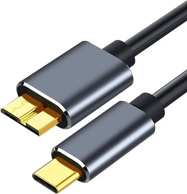 Main image of USB C to Micro B Hard Drive Cable, 3.3FT / 1M 5Gbps USB C Male to Micro B Male Cord Lead Portable External Hard Drive Cable Compatible with WD Elements,Sea-gate Expansion,Tos-hiba, M3 1TB, Galaxy S5