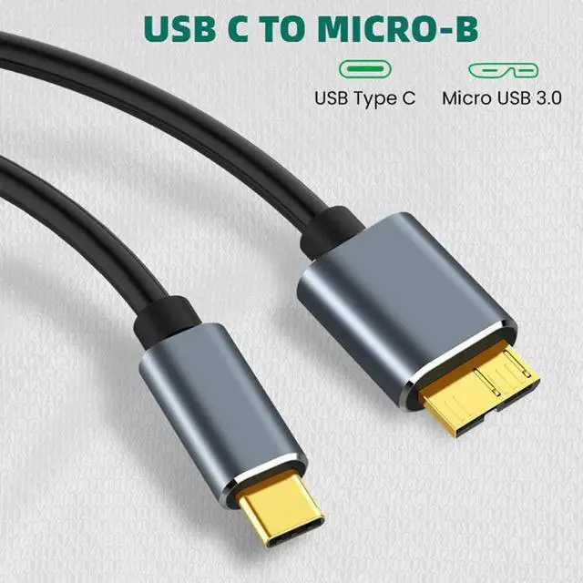 Alt view image 4 of 7 - USB C to Micro B Hard Drive Cable, 3.3FT / 1M 5Gbps USB C Male to Micro B Male Cord Lead Portable External Hard Drive Cable Compatible with WD Elements,Sea-gate Expansion,Tos-hiba, M3 1TB, Galaxy S5