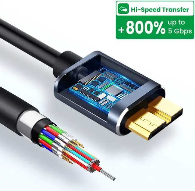 Alt view image 5 of 7 - USB C to Micro B Hard Drive Cable, 3.3FT / 1M 5Gbps USB C Male to Micro B Male Cord Lead Portable External Hard Drive Cable Compatible with WD Elements,Sea-gate Expansion,Tos-hiba, M3 1TB, Galaxy S5