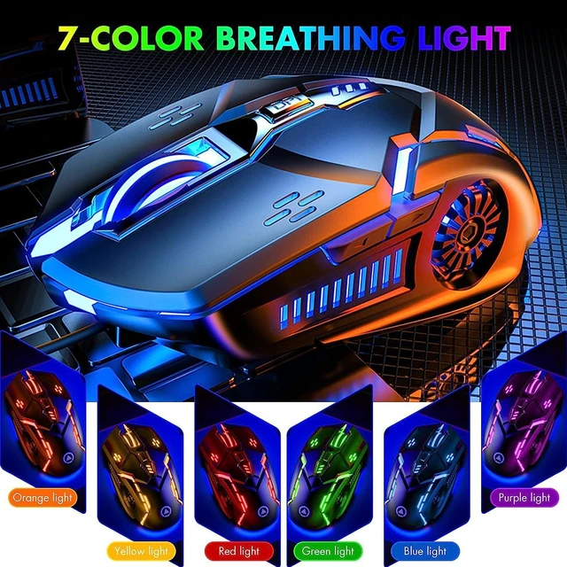 Alt view image 4 of 7 - Gaming Mouse, USB Wired Mouse, Mouse for Laptops, 3200 DPI LED Backlight 6 Buttons, 7 Color Breathing Lights with 1.5M Cable Gaming Mice for Gamers, Silent Click, Plug and Play (Black)