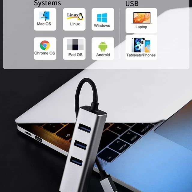 Alt view image 5 of 7 - 3 Ports USB 3.0 Hub with Ethernet Adapter, 4 in 1 Multiport USB Hub with Gigabit Ethernet 1000Mbps RJ45 LAN Network Adapter and 3 x USB 3.0 Ports, Support Laptop PC Windows Linux MacOS and More