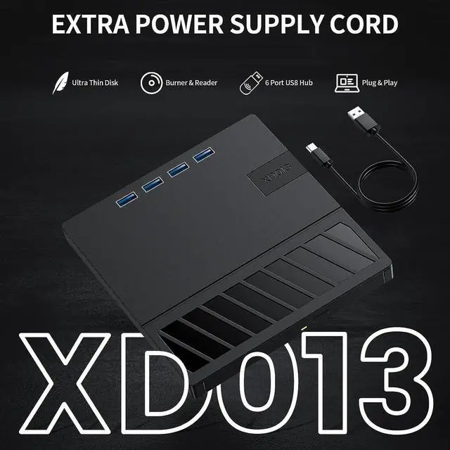 Alt view image 7 of 7 - External CD/DVD Drive for Laptop, 7 in 1 USB 3.0 & Type C Ultra-Slim Portable CD/DVD Player Burner, with 4 USB 3.0 Hub and SD TF Slot, CD ROM External DVD Player for Windows 11/10/8/7 Linux, MacOS