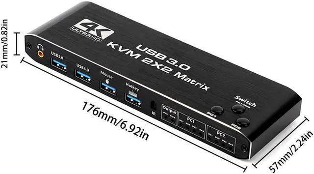 Alt view image 7 of 7 - Dual Monitor HDMI KVM Matrix Switch 2x2, USB 3.0 HDMI KVM Switch for 2 Computers 2 Monitors, HDMI KVM Switch 2 in 2 out 4K 60Hz 2x2 Mixed Display for PC laptop Windows, macOS, Linux, and UNIX giyqxHw