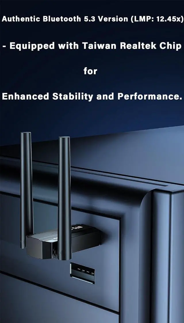 Alt view image 3 of 7 - 492FT/150M Ultra Long Range Bluetooth 5.3 Pro USB Adapter with Dual Antennas for PC Windows 11/10/8.1/7, Plug and Play for Windows 11/10, BT5.3+ EDR for PC,Laptop,Keyboard,Mouse,Headsets,Speakers