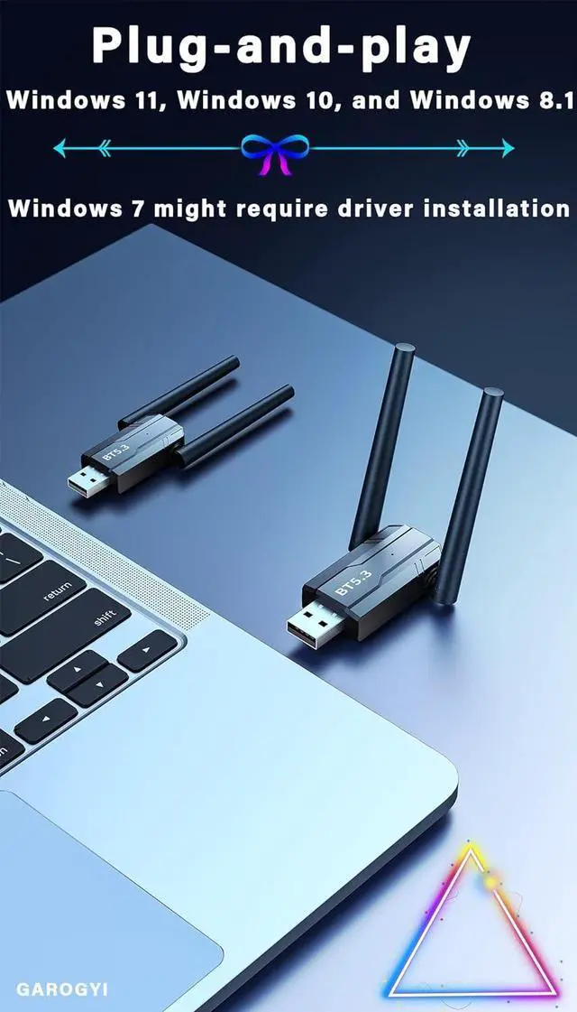 Alt view image 4 of 7 - 492FT/150M Ultra Long Range Bluetooth 5.3 Pro USB Adapter with Dual Antennas for PC Windows 11/10/8.1/7, Plug and Play for Windows 11/10, BT5.3+ EDR for PC,Laptop,Keyboard,Mouse,Headsets,Speakers