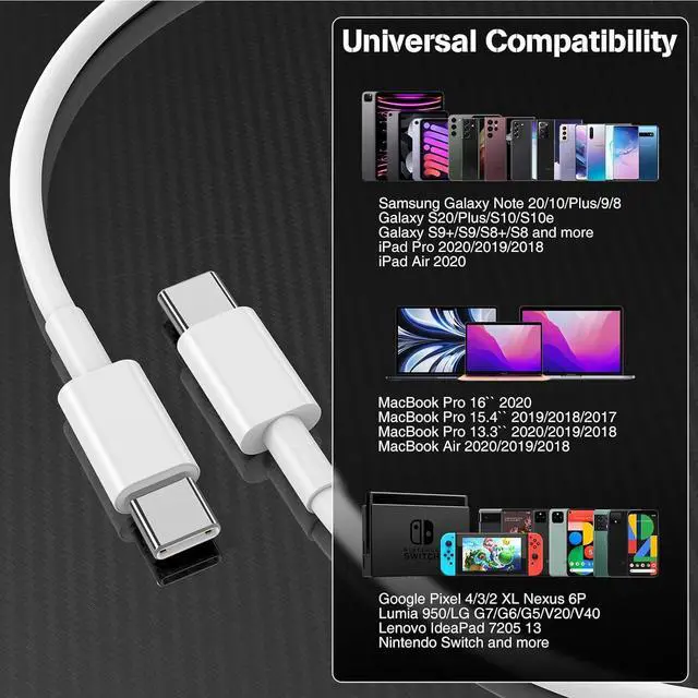 Alt view image 7 of 7 - [4 Pack] USB C to USB C Charging Cable 100W 3.3FT / 1M, USB Type C to Type C PD Cable, USB C Fast Charger Cord Compatible for i-P-h-o-n-e 15/15 Pro/15 Plus/15 Pro Max S22 i-P-ad M-a-c-B-o-o-k