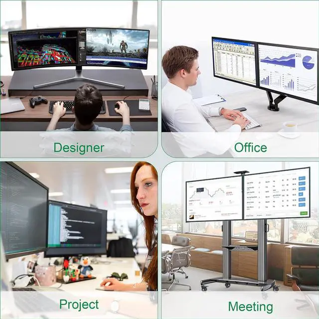 Alt view image 7 of 7 - Dual Monitor HDMI Displayport KVM Switch, 2 Port Extended Display 2 in 2 Out KVM Switch, UHD 4K@60Hz RGB 4:4:4, USB Hub, Audio, Button Switching, DP HDMI KVM Switcher for 2 Computers 2 Monitors