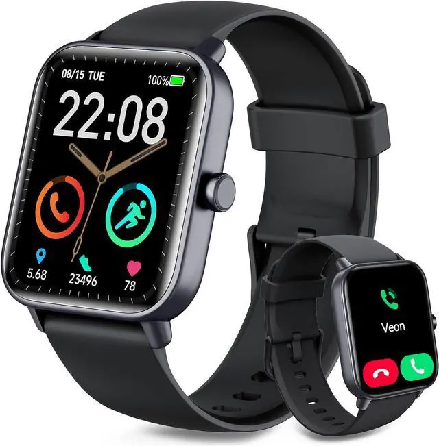 Main image of Smart Watch for Men Women, 1.8 Inch Fitness Watch with Bluetooth Call/Alexa Voice for IOS Android Phone, Activity Tracker with 100+ Sports, Steps/Calorie/SpO2/Heart Rate/Sleep Monitor, IP68 Waterproof