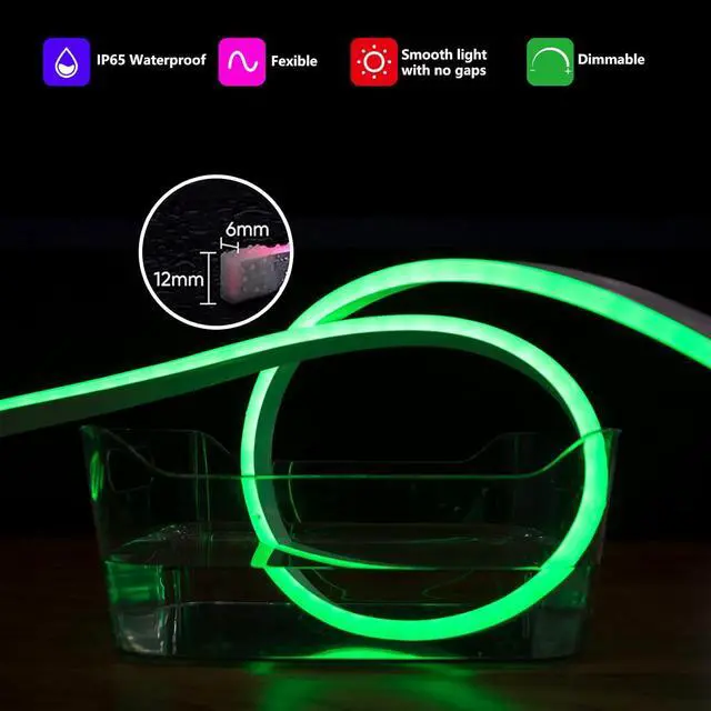 Alt view image 5 of 7 - LED Neon Lights,16.4ft / 5M LED RGB Neon Light Strip, Neon Rope Light with Remote APP Control, IP65 Waterproof Flexible Neon LED Strip Lights for Bedroom Room Outdoors Decor