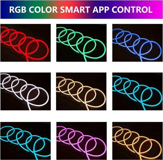Alt view image 2 of 7 - LED Neon Lights,16.4ft / 5M LED RGB Neon Light Strip, Neon Rope Light with Remote APP Control, IP65 Waterproof Flexible Neon LED Strip Lights for Bedroom Room Outdoors Decor