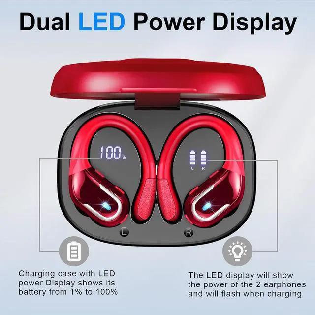 Alt view image 4 of 7 - Wireless Earbuds, Bluetooth 5.3 Headphones with 4 ENC Noise Cancelling Mic, 75H Wireless Bluetooth Headphones In Ear Stereo Sound Deep Bass, Bluetooth Earphones IP7 Waterproof LED Display for Running