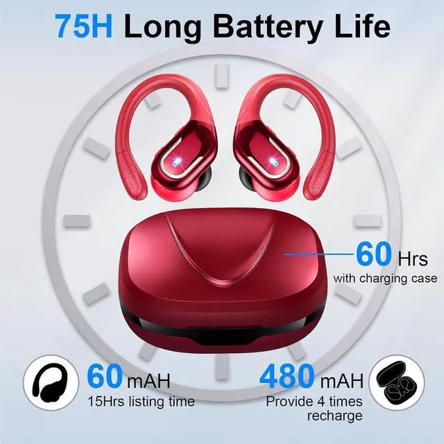 Alt view image 3 of 7 - Wireless Earbuds, Bluetooth 5.3 Headphones with 4 ENC Noise Cancelling Mic, 75H Wireless Bluetooth Headphones In Ear Stereo Sound Deep Bass, Bluetooth Earphones IP7 Waterproof LED Display for Running