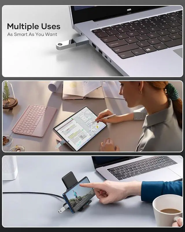 Alt view image 7 of 7 - USB C to USB Adapter [3 Pack], USB C Male to USB 3.0 Female OTG Adapter, Type C to USB Adapter, Thunderbolt 3/4 Converter for i-Phone 15 Pro Max Mac-Book Pro Air 2023 iMac iPad Mini Pro Galaxy S23 S22