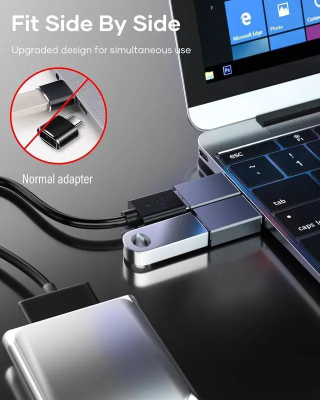 Alt view image 2 of 7 - USB C to USB Adapter [3 Pack], USB C Male to USB 3.0 Female OTG Adapter, Type C to USB Adapter, Thunderbolt 3/4 Converter for i-Phone 15 Pro Max Mac-Book Pro Air 2023 iMac iPad Mini Pro Galaxy S23 S22