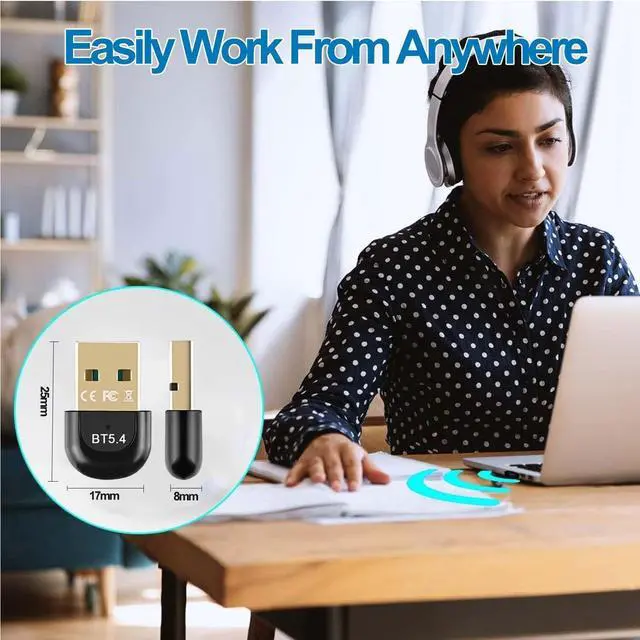 Alt view image 5 of 7 - USB Bluetooth Adapter 5.4, USB Bluetooth Stick Dongle (EDR & BLE), Plug and Play, Bluetooth Stick 5.4 Bluetooth Adapter for PC Laptop Desktop Computer, Supports Windows 11/10/8.1/7