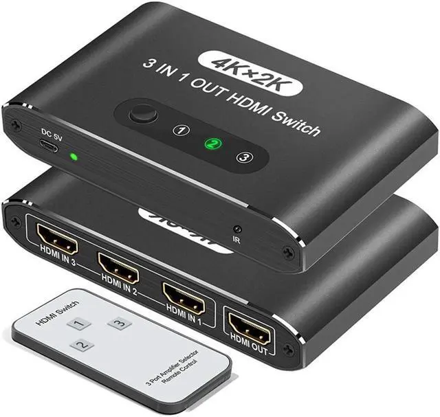 Main image of 3 Port HDMI Switch 3 in 1 Out 4K UHD HDMI Switcher Splitter, Automatic Switch with Remote Metal HDMI Switch Box Hub Support 4K 30Hz 3D 1080P HDCP1.4 for PS5/4Xbox DVD Player Fire Stick A-p-p-l-e TV PC