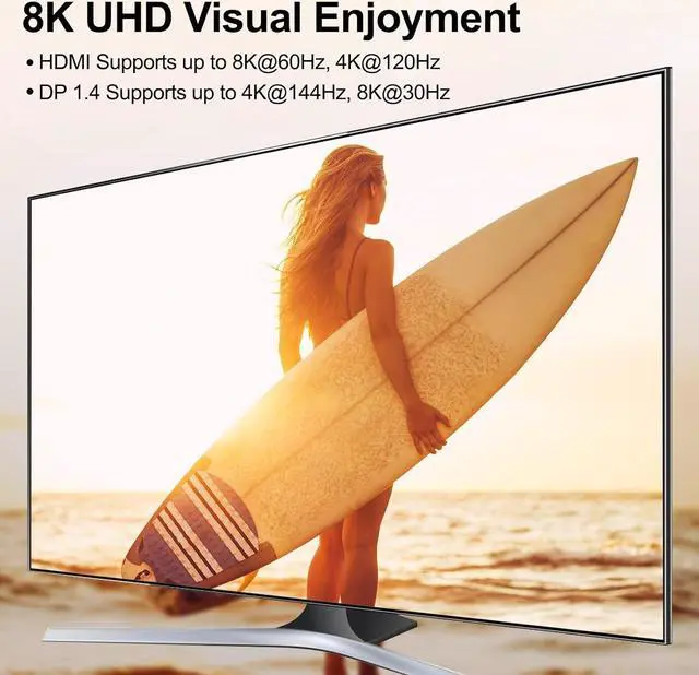 Alt view image 3 of 7 - USB 3.0 KVM Switch 3 PC 3 Monitors, [2 Displayport + HDMI] Triple Monitors KVM Switch, 8K@ 60Hz KVM Switch 4K@144Hz, KVM Switch Displayport 1.4 + HDMI 2.1 for 3 PC Share 3 Display and 4 USB 3.0 Device