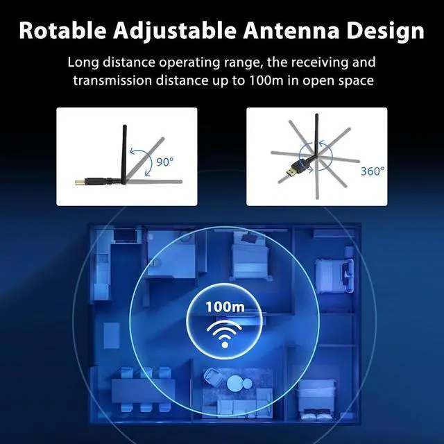 Alt view image 5 of 7 - 328FT / 100M Long Range USB Bluetooth 5.3 Adapter for Desktop PC Class1 Bluetooth EDR Dongle Transmitter Receiver Plug & Play Wireless Bluetooth Controller Adapter for Laptop Headsets Keyboard Mouse