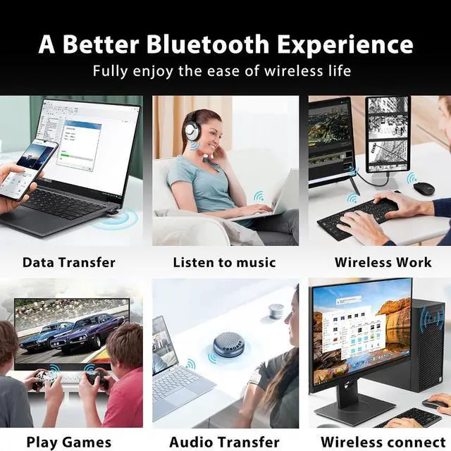 Alt view image 7 of 7 - 328FT / 100M Long Range USB Bluetooth 5.3 Adapter for Desktop PC Class1 Bluetooth EDR Dongle Transmitter Receiver Plug & Play Wireless Bluetooth Controller Adapter for Laptop Headsets Keyboard Mouse