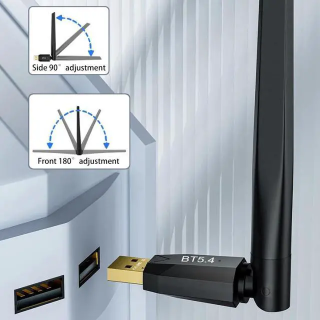 Alt view image 4 of 7 - USB Bluetooth 5.4 Adapter for PC, USB Bluetooth Dongle 5.4 EDR Adapter for Laptop Keyboard Mouse Headsets Speakers, 150M Long Range Bluetooth Supports Windows 11/10/8.1(Plug and Play)