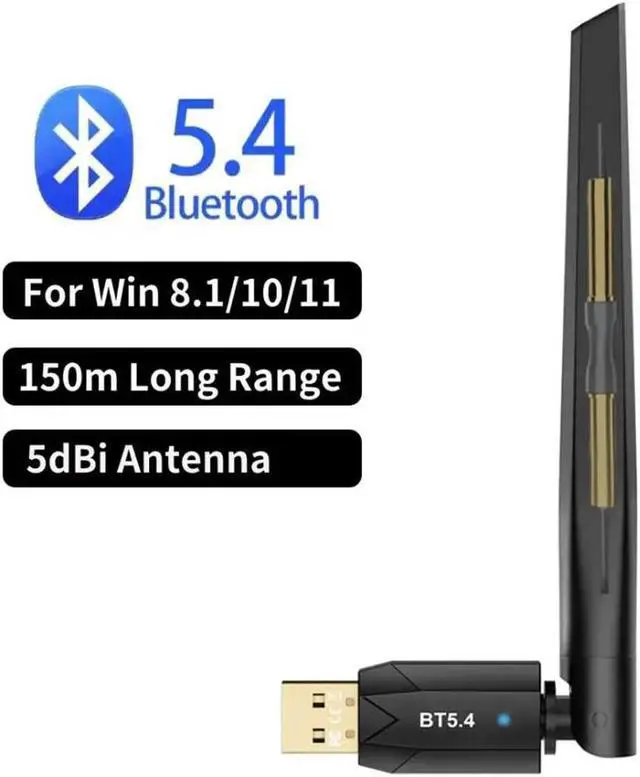 Main image of USB Bluetooth 5.4 Adapter for PC, USB Bluetooth Dongle 5.4 EDR Adapter for Laptop Keyboard Mouse Headsets Speakers, 150M Long Range Bluetooth Supports Windows 11/10/8.1(Plug and Play)
