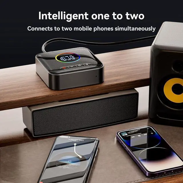 Alt view image 5 of 7 - SMA Bluetooth Receiver for Hi-Fi, Bluetooth 5.4 Audio Transmitter with 3.5mm jack and 2 RCA ports, AUX Bluetooth 5.4 Adapter for Car with RGB Lights, Noise Canceling, Dual Pairing, U disk Playback