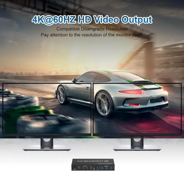 Alt view image 6 of 7 - SMA Displayport KVM Switch 2 Monitors 4 Computers 4K@60Hz, Dual Monitor Displayport USB 3.0 KVM Switch with Audio Microphone Output and 3 USB 3.0 Ports, DP Monitor KVM switch for 4 PCs 2 Monitors