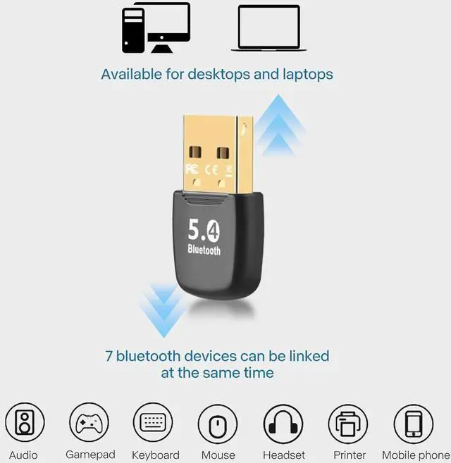 Alt view image 3 of 7 - SMA Bluetooth USB Adapter for PC- 20M Range Bluetooth Adapter 5.4 Dongle (BR+BLE+EDR), Free Diver,Taillight Design, Wireless Transfer for Headset Speaker Keyboard Mouse Printer Windows 11/10/8.1/7