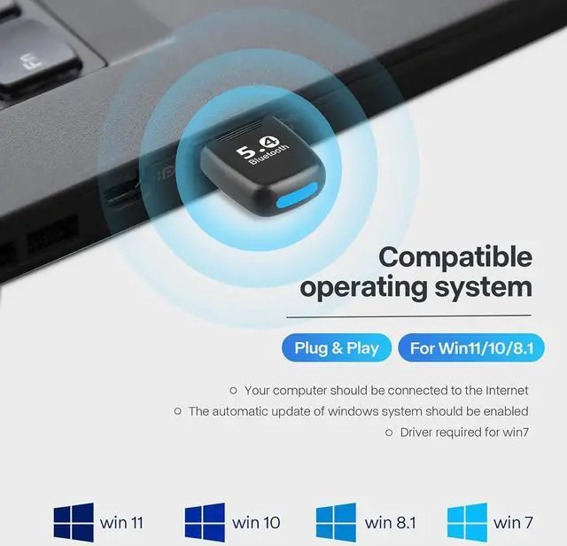 Alt view image 5 of 7 - SMA Bluetooth USB Adapter for PC- 20M Range Bluetooth Adapter 5.4 Dongle (BR+BLE+EDR), Free Diver,Taillight Design, Wireless Transfer for Headset Speaker Keyboard Mouse Printer Windows 11/10/8.1/7