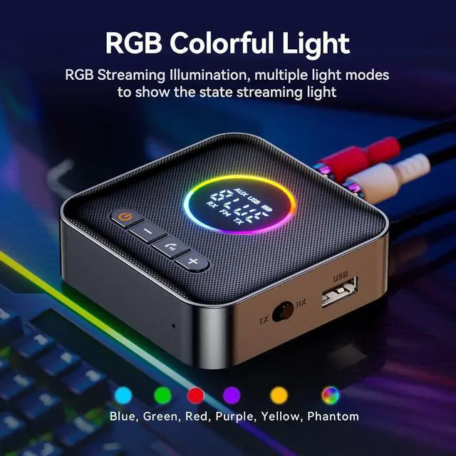 Alt view image 2 of 7 - SMA Bluetooth 5.4 Transmitter Receiver, 3-in-1 Bluetooth Adapter HiFi Audio Bluetooth Receiver FM Transmitter with LED Display 3.5mm AUX RCA USB for TV/Car/PC/Home Stereo/Speakers
