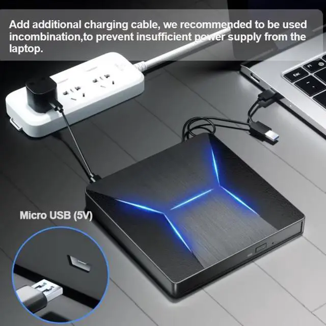 Alt view image 6 of 7 - SMA External Blu Ray Drive, Portable Blu-ray Drive USB 3.0 and Type-C BD Player Read DVD 3D Optical Bluray CD DVD Drive Compatible with MacOS, Windows XP/7/8/10/11 for Laptop, MacBook, Desktop