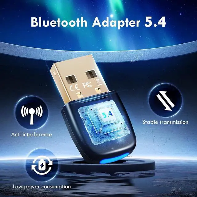 Alt view image 2 of 7 - SMA USb Bluetooth 5.4 Adapter for PC, Bluetooth Dongle with Windows 8.1/10/11, Bluetooth 5.4 USB Adapter for Laptop/Keyboard/Mouse/Tablet/Headphones/Mobile Phone, Plug & Play, Connect 7 Devices