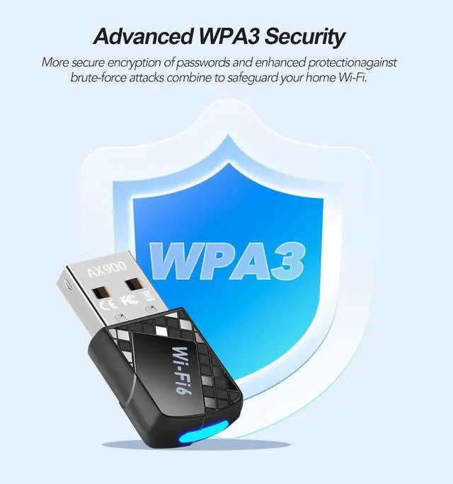 Alt view image 7 of 7 - SMA AX900Mbps USB WiFi 6 Adapter for PC, 2-in-1 Bluetooth 5.4 Adapter & WiFi Adapter, 2.4G/5G Dual-Band Wireless Network Transceiver WiFi Adapter for Laptop, Desktop, WPA3, Supports Windows 11/10/7.