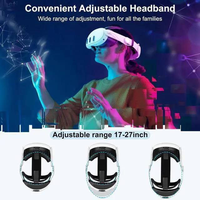 Alt view image 7 of 7 - SMA Head Strap with Battery Compatible with Me-ta/Ocu-lus Quest 3/Quest 3S, 10000mAh Fast Charging Battery Pack Extend 8H Playtime, RGB Light Adjustable Elite Strap Enhanced Support & Balance in VR