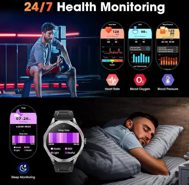 Alt view image 5 of 7 - SMA Military Smart Watch for Men, 1.85" HD Ultra Screen Touch Screen Sport Smartwatch 710mAh Battery Smart Watches for Android iOS (Bluetooth Call Answer/Dial Calls) Fitness Tracker with 100+ Sports