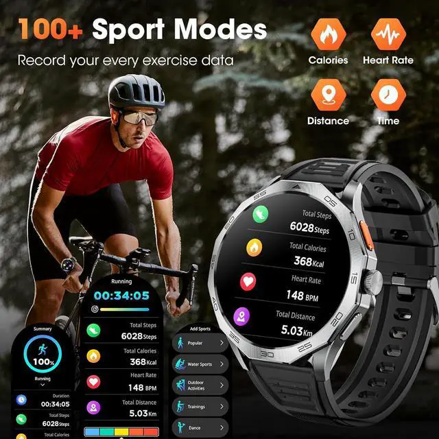 Alt view image 6 of 7 - SMA Military Smart Watch for Men, 1.85" HD Ultra Screen Touch Screen Sport Smartwatch 710mAh Battery Smart Watches for Android iOS (Bluetooth Call Answer/Dial Calls) Fitness Tracker with 100+ Sports